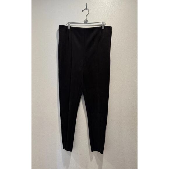 Zara Women’s Size XL Black Faux Suede Pants High Waist Rise Zip Ankle Glam Party - Picture 1 of 6